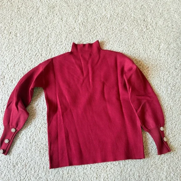 TAHARI Women's Red Turtleneck Sweater - Picture 3 of 3